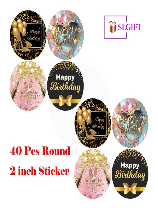 SLGIFT ملصقات فينيل بتصميم عيد ميلاد سعيد من SLGIFT، ملصقات فينيل ذاتية اللصق، 40 قطعة، ملصقات دائرية 2 × 2 بوصة، 4 تصاميم فريدة، R187 - Image 4